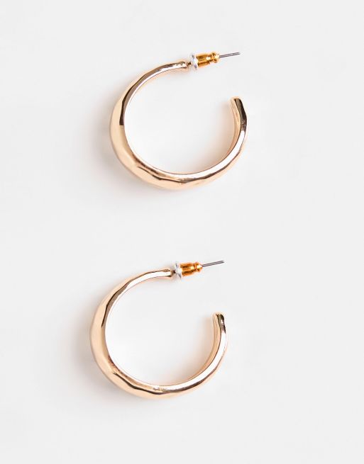 Accessorize chunky hammered metal hoop in gold