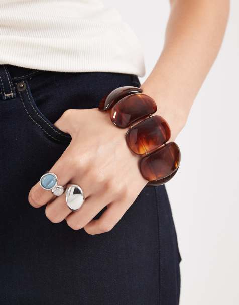Accessorize chunky stretch resin bracelet in tortoiseshell - view 1