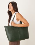[Accessorize] Accessorize classic tote shoulder bag with zip in green No Size Dark green