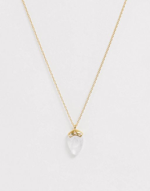 Accessorize clear quartz gold necklace