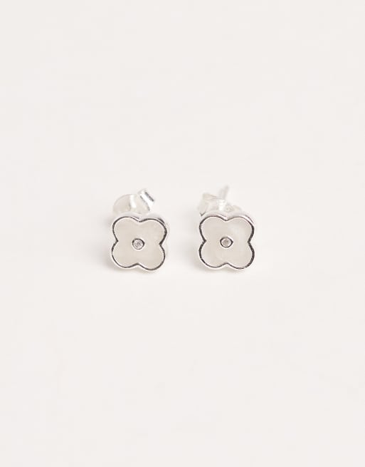 Accessorize clover pendant earrings in 925 sterling silver, 2 of 3