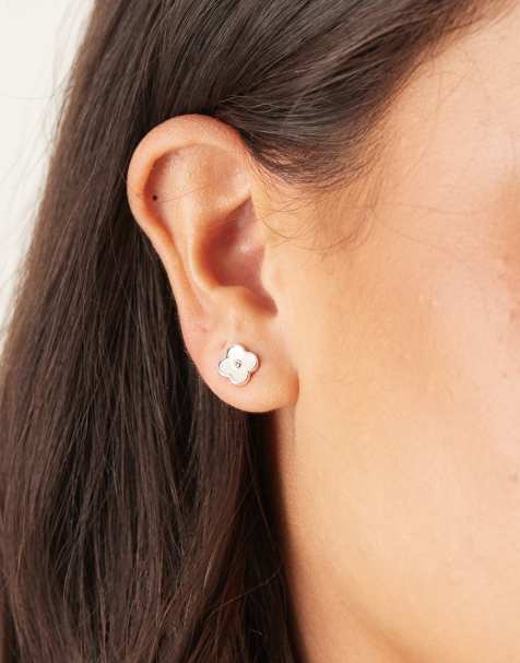 Accessorize clover stud earrings in 925 sterling silver - view 1