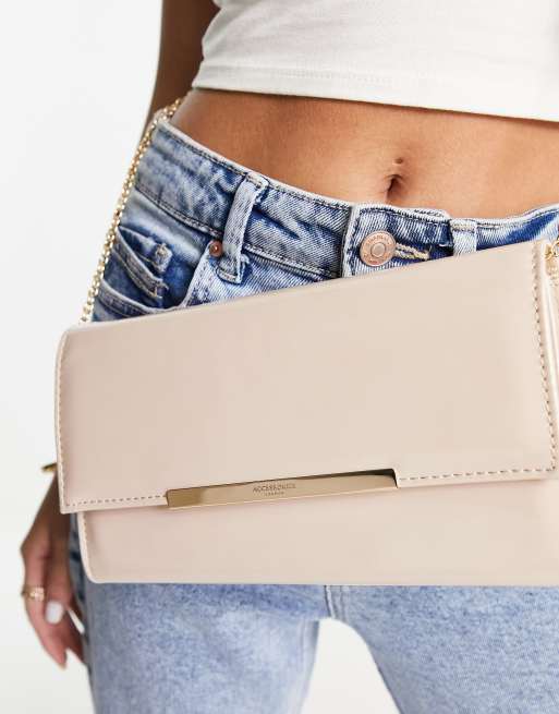 Pink patent shop clutch bag