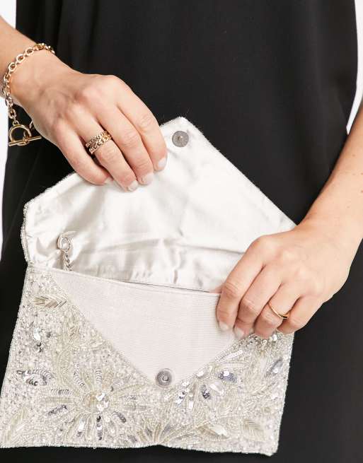 Silver embellished clutch clearance bag