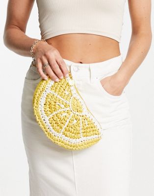Accessorize clutch bag in straw lemon design
