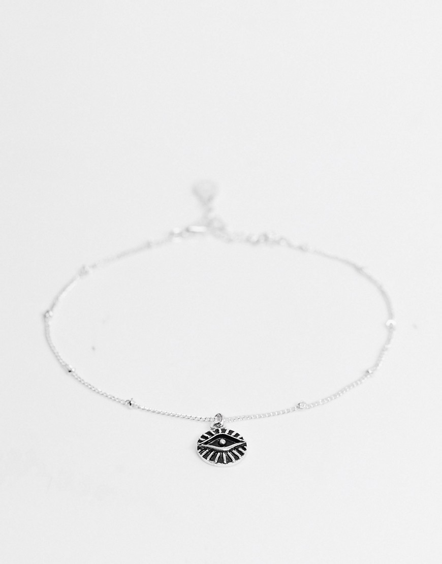 Accessorize coin charm anklet in silver