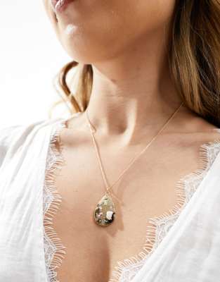Accessorize - Collana color oro con pendente con gemme