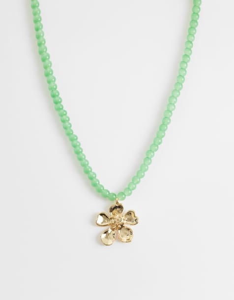 Accessorize - Collana con perline verdi e fiore - view 1