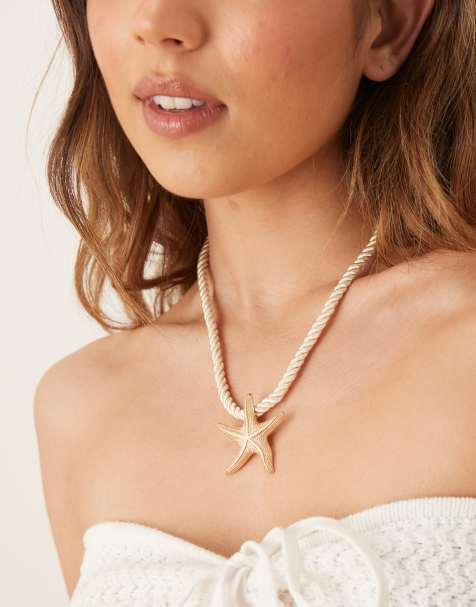 Accessorize - Collana in corda attorcigliata con ciondolo dorato a forma di stella marina - view 1