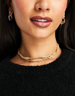 Accessorize plaited layered necklace in gold - ASOS Price Checker