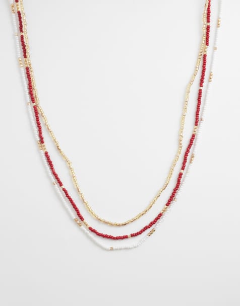 Accessorize - Collana skinny rossa con perline - view 1