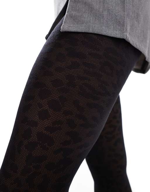 Accessorize - Collant neri con motivo leopardato