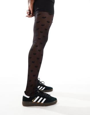 Accessorize - Collants avec cœurs sur l'ensemble - Noir