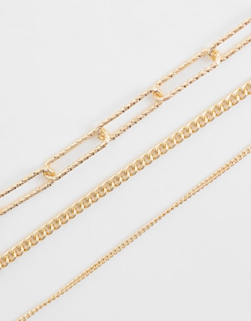Accessorize - Collier à 3 rangs délicat avec barre en T - Doré, 4 de 4