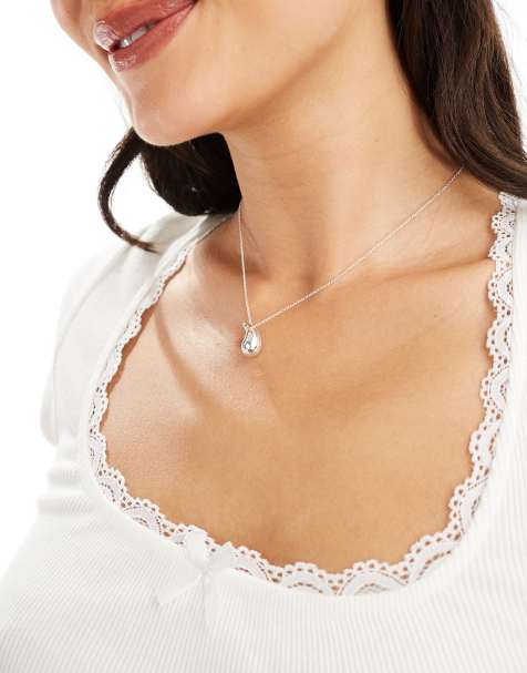 Accessorize - Collier à pendentif goutte d'eau en argent massif - view 1