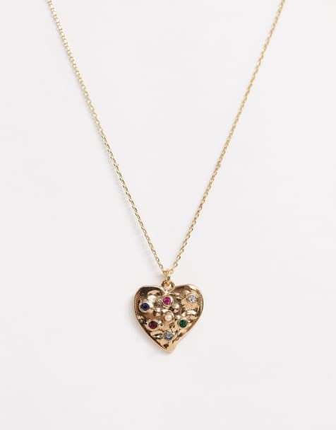 Accessorize - Collier à pendentif pierre incrustée - Doré