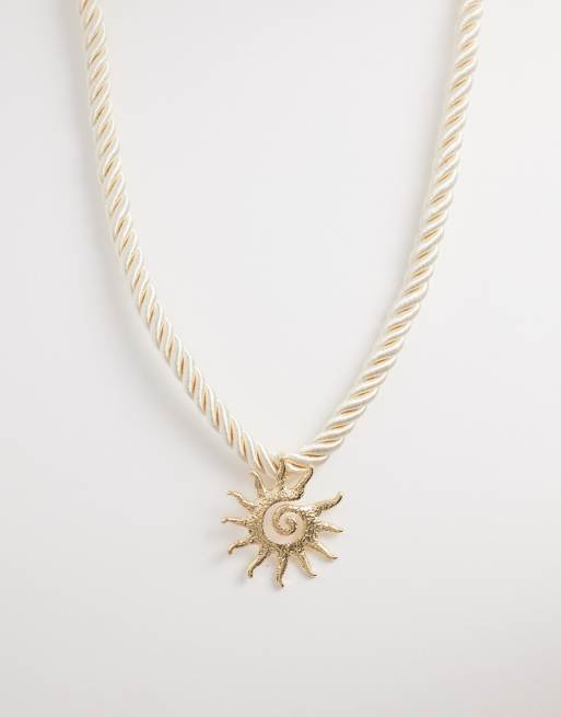 Accessorize - Collier avec cordon torsadé et pendentif soleil - Doré