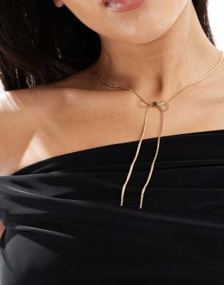 Collier Doré à Nœud Pour Femme - Style Clean Girl Aesthetic, Longueur 42+5 Cm Réglable, Hypoallergénique - Cadeau Élégant - 5