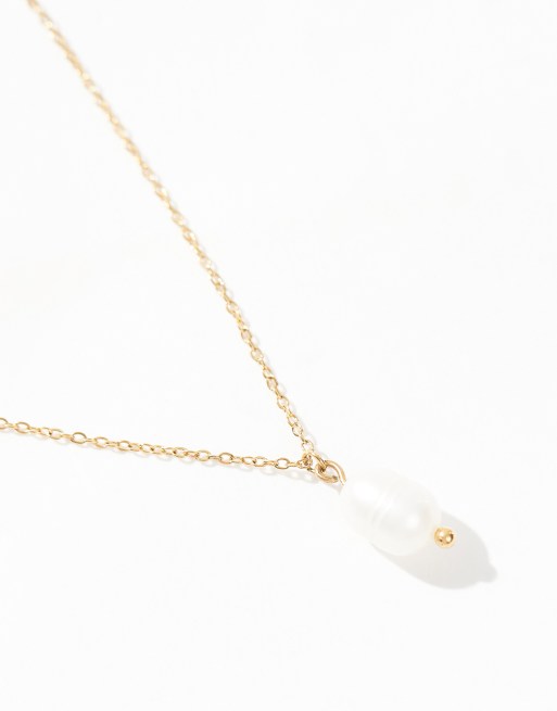 Accessorize - Collier en acier inoxydable plaqué or avec pendentif perle - Doré, 2 de 4