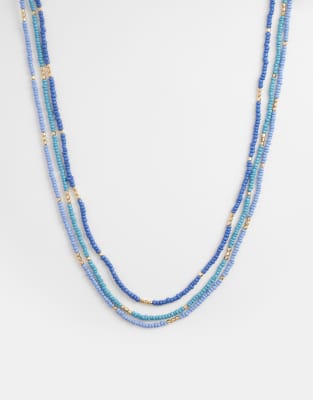 Collier multi-rangs à perles délicates - Bleu