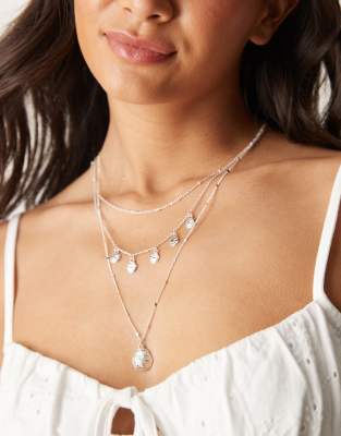 Accessorize - Collier superposé à pendentifs disques - Argenté
