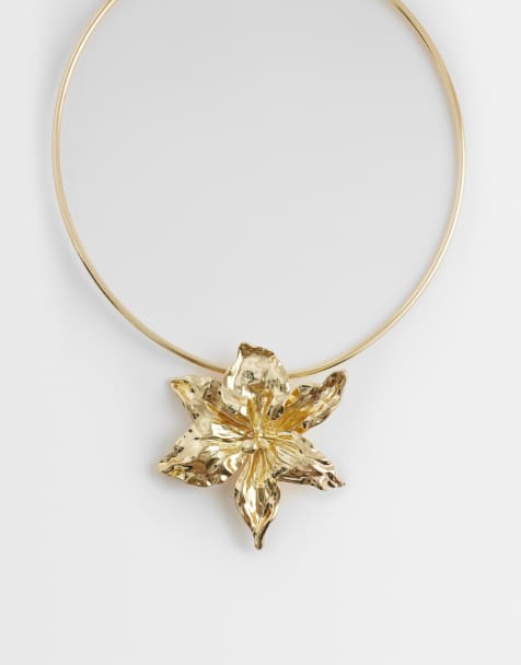 Accessorize - Collier tendance à grosse fleur - Doré - view 1
