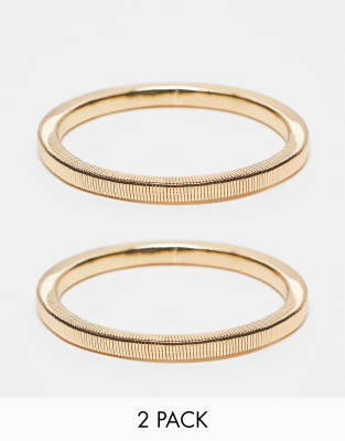 Accessorize - Confezione da 2 bracciali rigidi elasticizzati color oro 