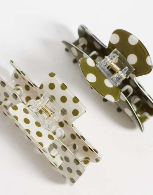 Accessorize confezione da 2 fermagli per capelli a pinza a pois verdi, 2 di 3