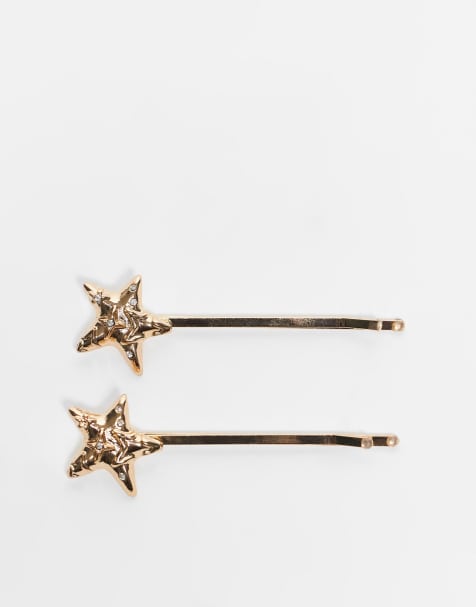 Accessorize - Confezione da 2 fermagli per capelli dorati a forma di stella di metallo - view 1