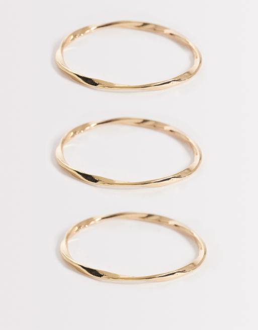 Accessorize - Confezione da 3 bracciali rigidi testurizzati color oro