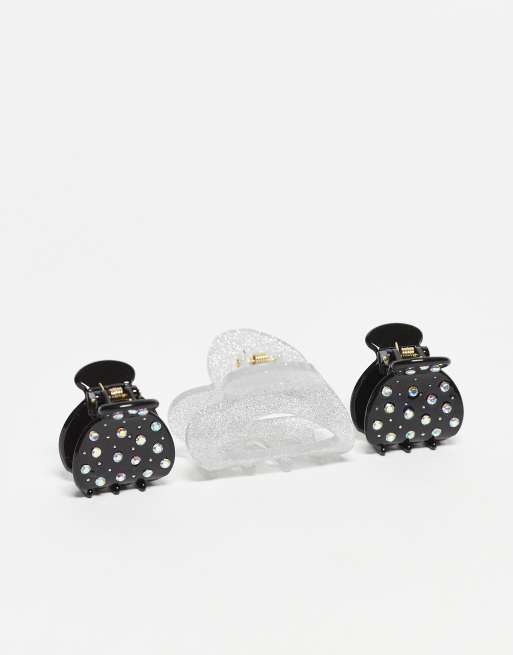 Accessorize - Confezione da 3 pinze per capelli brillanti multicolore a cuore