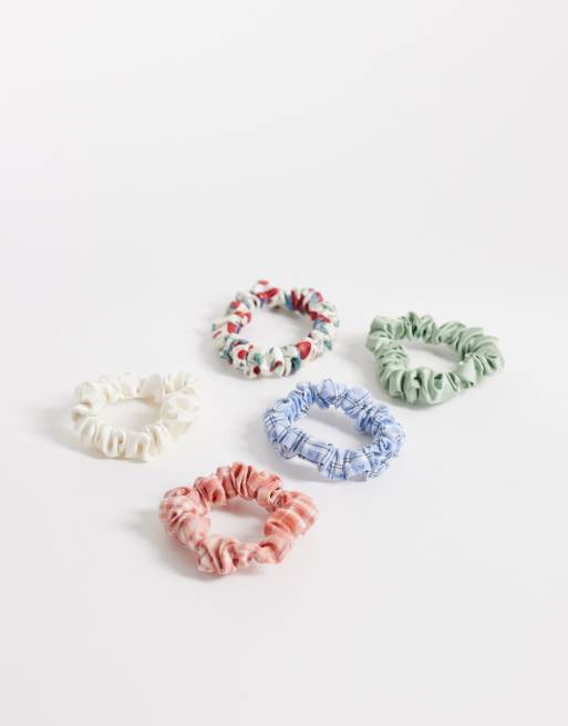 Accessorize - Confezione da 5 elastici per capelli a quadri multicolore