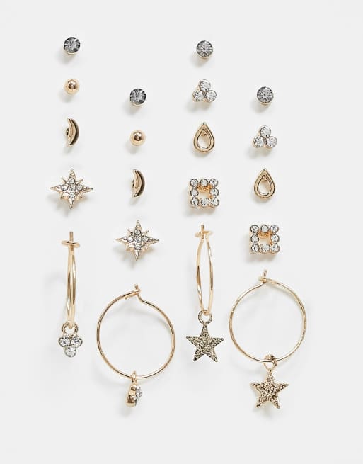Accessorize - Confezione multipack di 10 orecchini oro