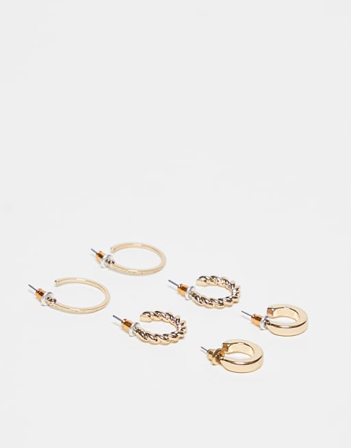 Accessorize - Confezione multipack di 3 orecchini a cerchio color oro