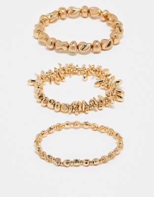 Accessorize - Coral Reef - 3er-Pack elastische Armreife in Gold-Goldfarben