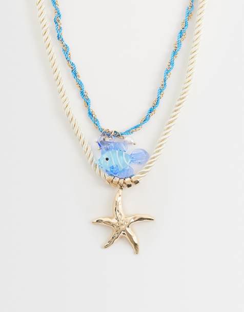 Accessorize cord pendant fish necklace stack in multi - view 1