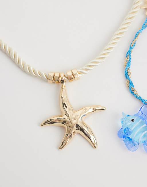 Accessorize cord pendant fish necklace stack in multi, 4 of 4