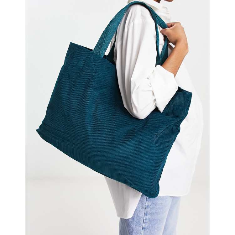 Accessorize cord shopper tote bag in teal ASOS