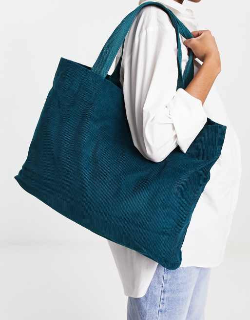 Accessorize cord shopper tote bag in teal ASOS