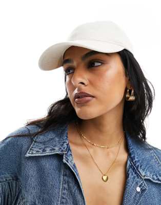 Accessorize cotton baseball cap in cream-White