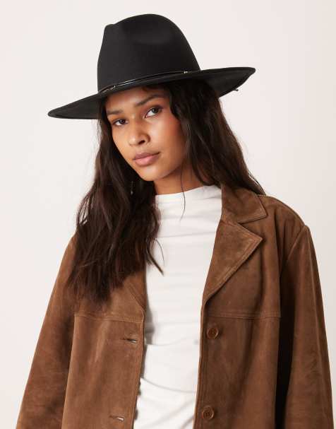 Accessorize cowboy trim detail hat in black