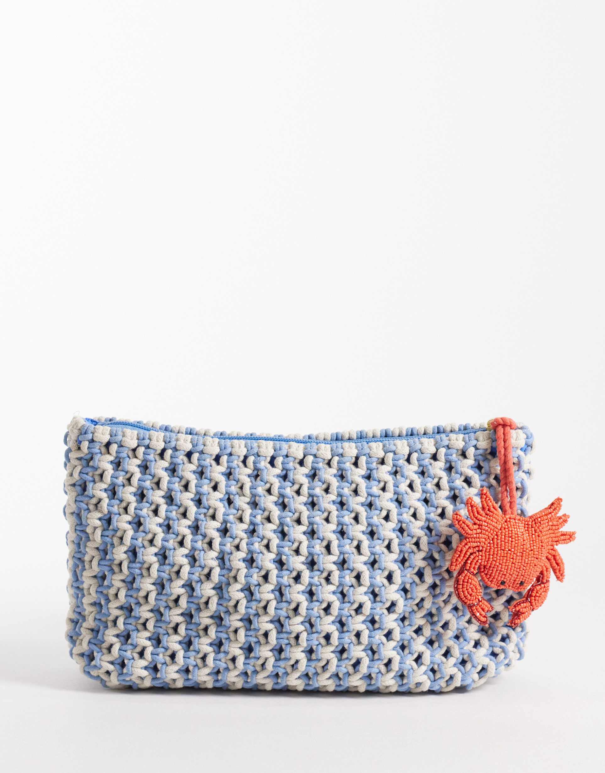 accessorize crab charm macramé pouch purse in multi