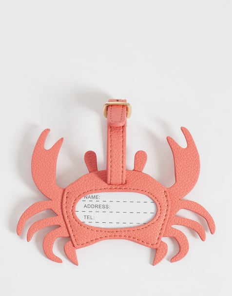 Accessorize crab luggage tag in coral - view 1