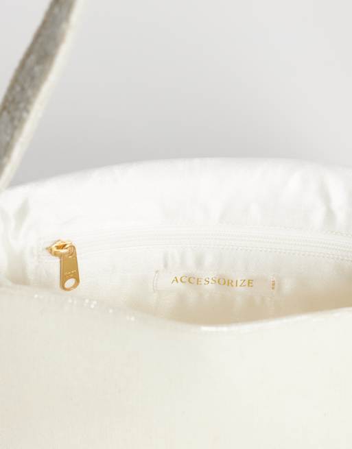 Accessorize - Cremefarvet skuldertaske med muslingeudsmykning, 4 af 4