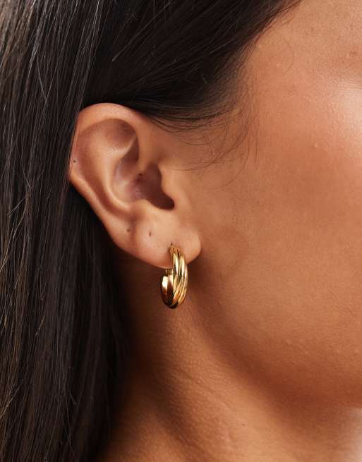 Accessorize - Créoles torsadées en acier inoxydable plaqué or - Doré, 3 de 4