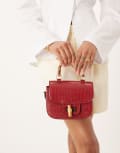 [Accessorize] Accessorize croc bamboo top handle and crossbody bag in red No Size BURGUNDY