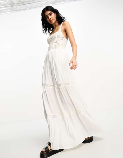 Accessorize crochet panelled maxi summer dress in white | ASOS