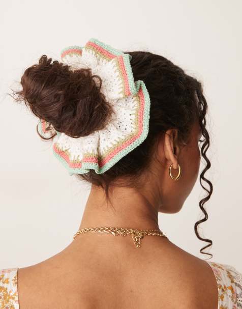 Accessorize crochet piped hair scrunchie in multi - view 1