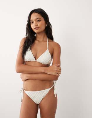 Accessorize Crochet Triangle Bikini Top In White