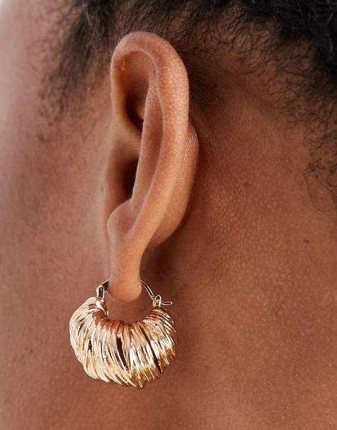 Accessorize croissant wire hoop earrings in gold tone - view 1